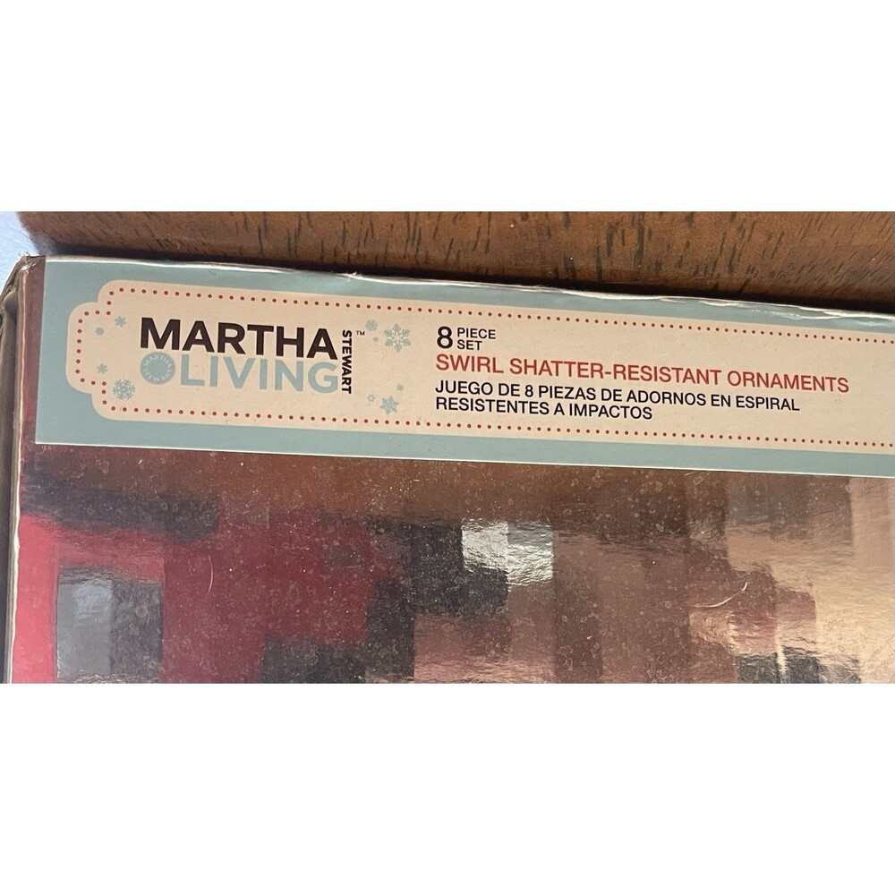 Martha Stewart Living Jumbo 8pc Ornament Set Blue Red Silver Glitter Christmas - Picture 3 of 14